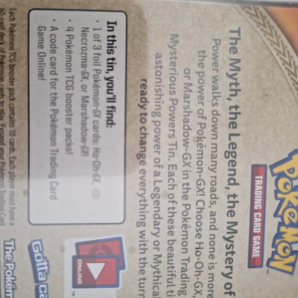 Pokemon TCG Tin- Ho-Oh GX Mysterious Powers lacrado de fábrica 2017 Sun & Moon/XY - Imagem 4 de 4