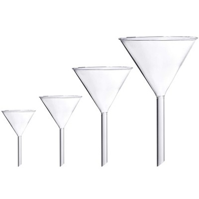 Young4us Glass Funnel Set, 4 Pcs Lab Borosilicate Funnels, Transparent 