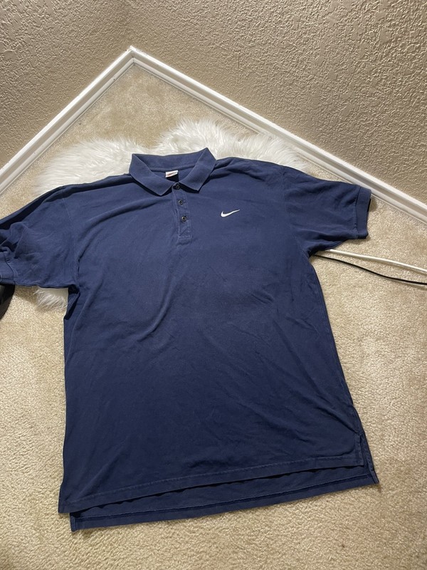 Vintage 90’s Nike Swoosh Navy Polo Shirt Mens Large XL Embroidered Logo Red Tag