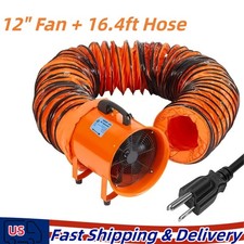 12" Explosion Proof Fan Ventilator 580W Utility Blower Extractor 16ft Duct Hose