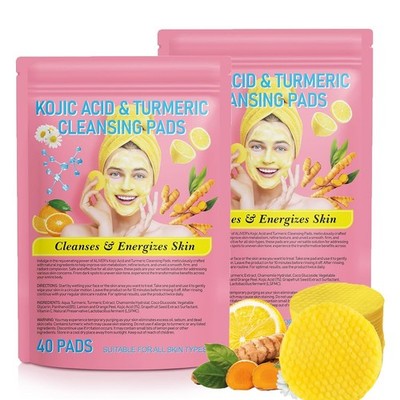 NIFEISHI Turmeric Kojic Acid Cleansing Pads, 80pcs Kojic Acid and Turmeric Clean