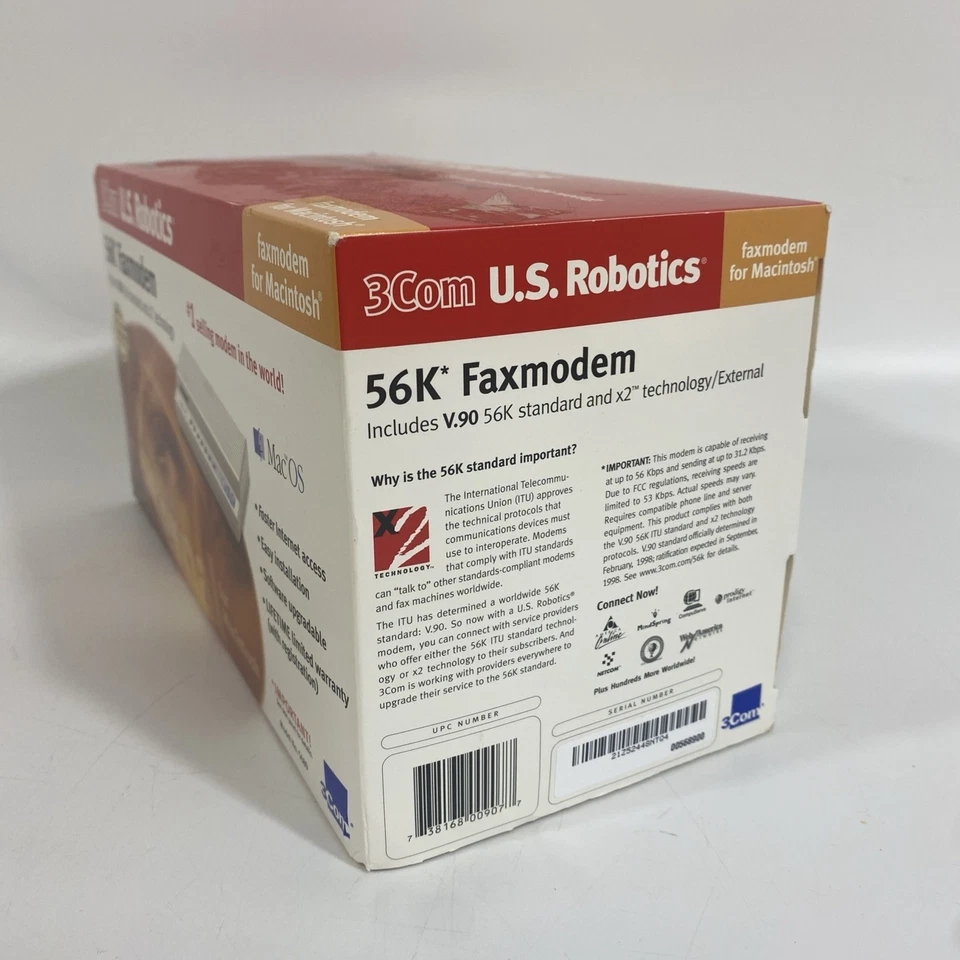 NOS Vtg 3COM US Robotics 56K v90 Fax Modem for MAC OS model: 5689 New - Image 2 of 4
