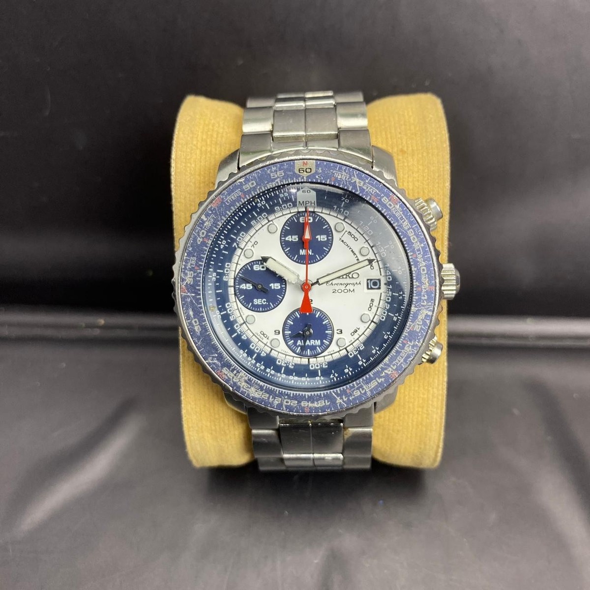 RARE Seiko Flightmaster SNA413 Chronograph White Dial Panda Pilot