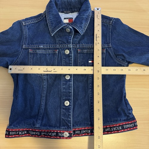 Vintage Tommy Hilfiger Kids Girls Denim Jacket Medium Button Up Embroidered Logo - Picture 4 of 11