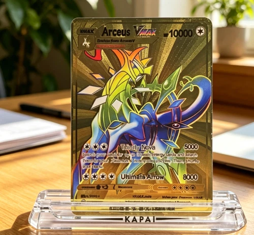 Pokemon Arceus VMAX Metal Gold Card 10000 Points TCG Collectible Card Kids Gift