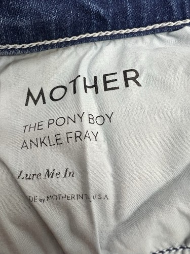 Mother Denim The Pony Boy Ankle Fray Lure Me In Blue Jeans Womens Size 27 - Picture 12 of 14