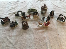 Greenbrier International Resin  Christmas Village Accessories Lot of 12