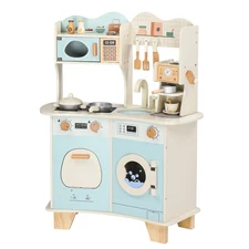 LALAHO Kitchen Set Pretend Play Toys With Oven Cookware Accessories for Gift