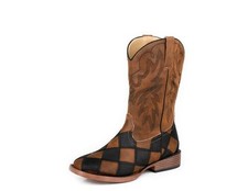 Roper Western Boots Boys Patchwork Leather Black 09-018-1902-3643 BL