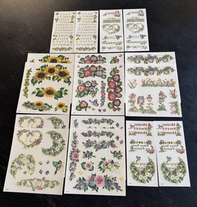 Plaid FolkArt Rub On Transfers 2001 Farmhouse Floral Sunflower Lot