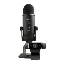 Logitech Blue Microphones Yeti USB Microphone Blackout Plus C922 Stream Str...