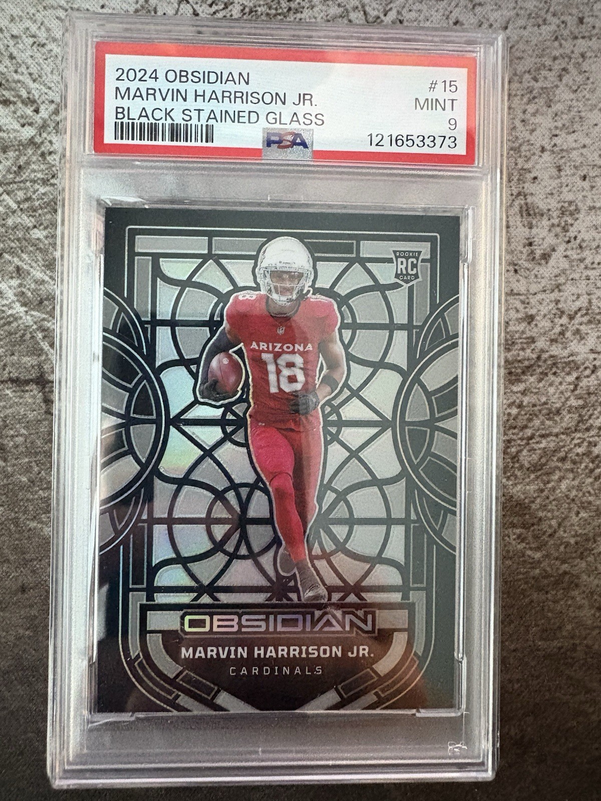 2024 Obsidian Marvin Harrison Jr. Black Stained Glass RC #15 PSA 9 Mint RC SSP