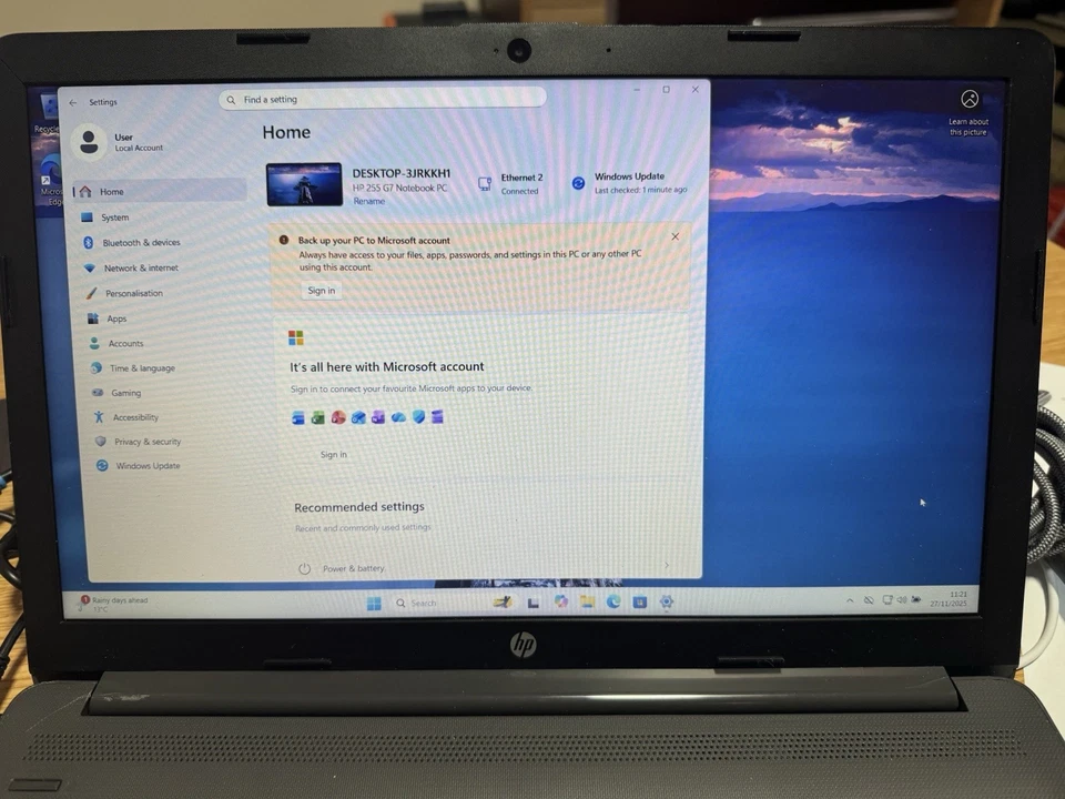 HP 255 G7 15.6in (256GB SSD, AMD Ryzen 5-2500U, 2.0GHz, 16GB RAM) Laptop - Gray - Image 2 of 4