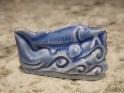 Wade Whimsies Blue Fish Red Rose Tea Porcelain Sturgeon Figurine England Mini