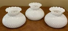 Vintage Light Shade Set of 3 GWTW Milk Glass Hobnail Ruffles White FITTER 6 7/8"