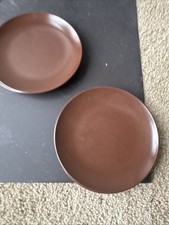 6 Vintage Brown Melmac Saucers Bread Plates - 5 7/8" Made In USA