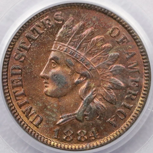 1884 1c Indian Head Cent - PCGS MS 64 RB