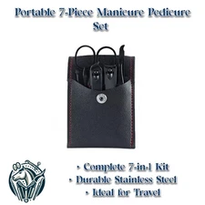 Portable 7-Piece Manicure Pedicure Set – Stainless Steel Nail Clippers, Scissors