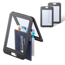 Vertical Hard Plastic Office School ID Holders 3 Pack Black Office School