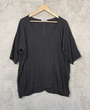 BLACK CRANE Black boxy Shirt top blouse USA XS Linen Blend