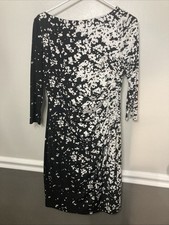 Chaps Dress, Size Medium, Black And White Design, Ruched, Wedding, Work, Party