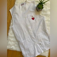 Women's White Button-Up scrub Vest with Front Pockets