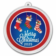 2025 1 oz Silver Colorized Round - Merry Christmas Stockings