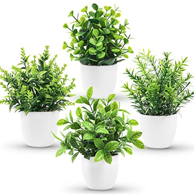 Faux Plants Indoor, 4 Pack Small Fake Plants Mini Artificial Plants in Pots  | eBay
