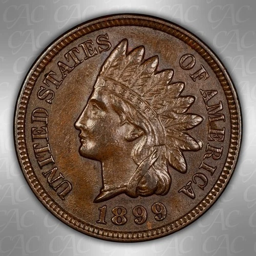 1899 Indian Cent CACG AU-58 CAC