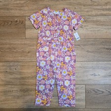 Dip Jumpsuit Girls 3T Purple Floral Casual Comfort Short Sleeve Straight Leg