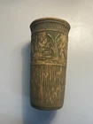 Vintage Red Wing Stoneware Green & Brown Landscape 8 Inch Vase
