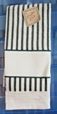 Crafter's Pride Ticking Stripe Cross Stitch Towel - Evergreen