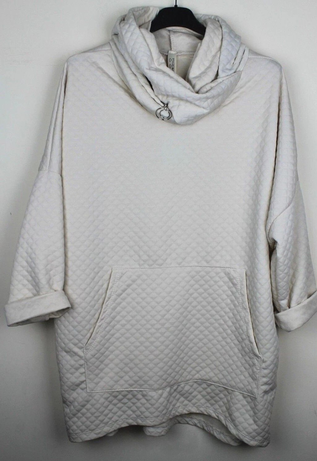 OFF WHITE Nuovo Top Cappuccio Donna Primavera 2023 Italiano Casual Trapuntato Luce Cerniera Quirda