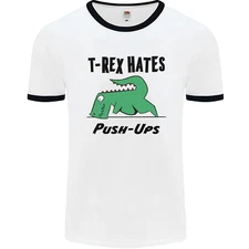 T-Rex Hates Push Ups Funny Gym Dinosaurs Mens Ringer T-Shirt