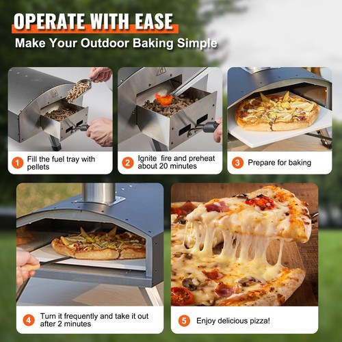 12in Pellet&Charcoal Outdoor Oven Portable Stainless Steel Grill w/ Pizza Stone - Picture 6 of 6