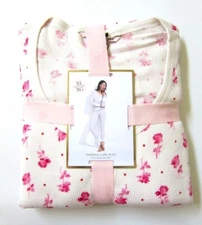 LOT Victoria Secret ROSE FLORAL Pink THERMAL LONG JANE PAJAMAS SHIRT PANT SET XL
