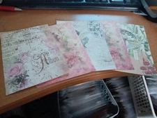 5X SHEETS NOSTALGIC/VINTAGE FOR SCRAPBOOKING/JOURNALS  +/- 13X9 CM (VIN1312)