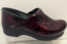 Dansko Black Cherry Marble Patent Leather Clogs Women's Size 38 US 7.5-8