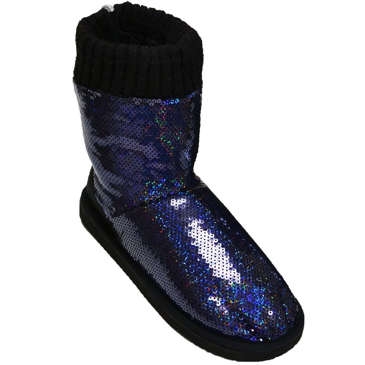 ヴィクシーページ Victorias Secret Pink Sequins Bling BLUE Fur Zip Mukluks Blue NWT