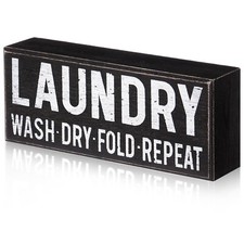 Jetec Laundry Room Decor Classic Wooden Box Sign Funny Rustic Farmhouse Laund...