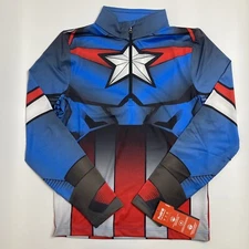 Spyder Marvel Tech 1/4 Zip Poly Blend Top Captain America Men's Small Blue Top