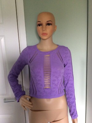 Neu mit Etikett iets Frans LS lila Cut-Out-Top Small