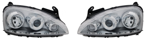 Phares Avant Droit + Gauche Pour Opel Combo C Et Corsa C (09.2000-10.2010) – Neufs, Marque TYC, Technologie Halogène H7.