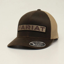 A300014302 Ariat Mens Snap Back FLEX FIT 110 Long Logo Brown Cap NEW