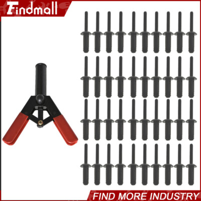 Findmall 41Pcs Plastic Poly Rivet Gun Quick Set Riveting Hand Tool W/ 40 Rivets