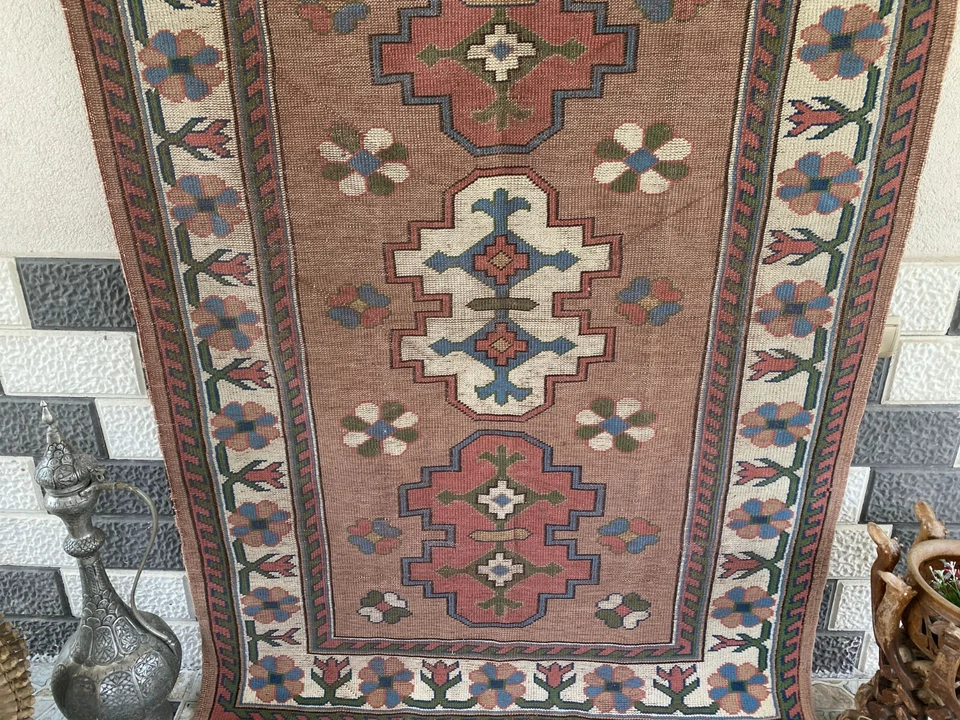 Turkish Kurdish Vintage Rug | 4.3 x 6.5 ft | Handwoven Anatolian Tribal Geometri - Image 4 of 4