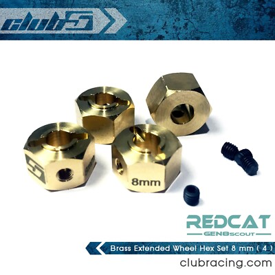 Brass Extended Wheel Hex Set 8 mm ( 4 ) for Redcat GEN8 / Wendigo