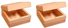 Mini Wood Craft Box 3.5 Inch, Unfinished, Hinged Lid and Magnetic Closure-2 pack