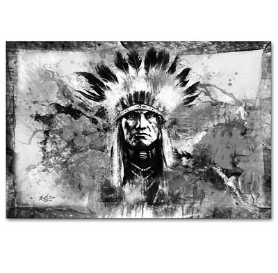 Wandbilder XXL Bilder Native American Indian Abstrakte Bilder auf Leinwand 2332s