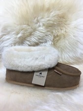 Ladies Genuine Sheepskin Hard Sole Lena Bootie Slippers  Warm 4 5 6 7 8 Chestnut